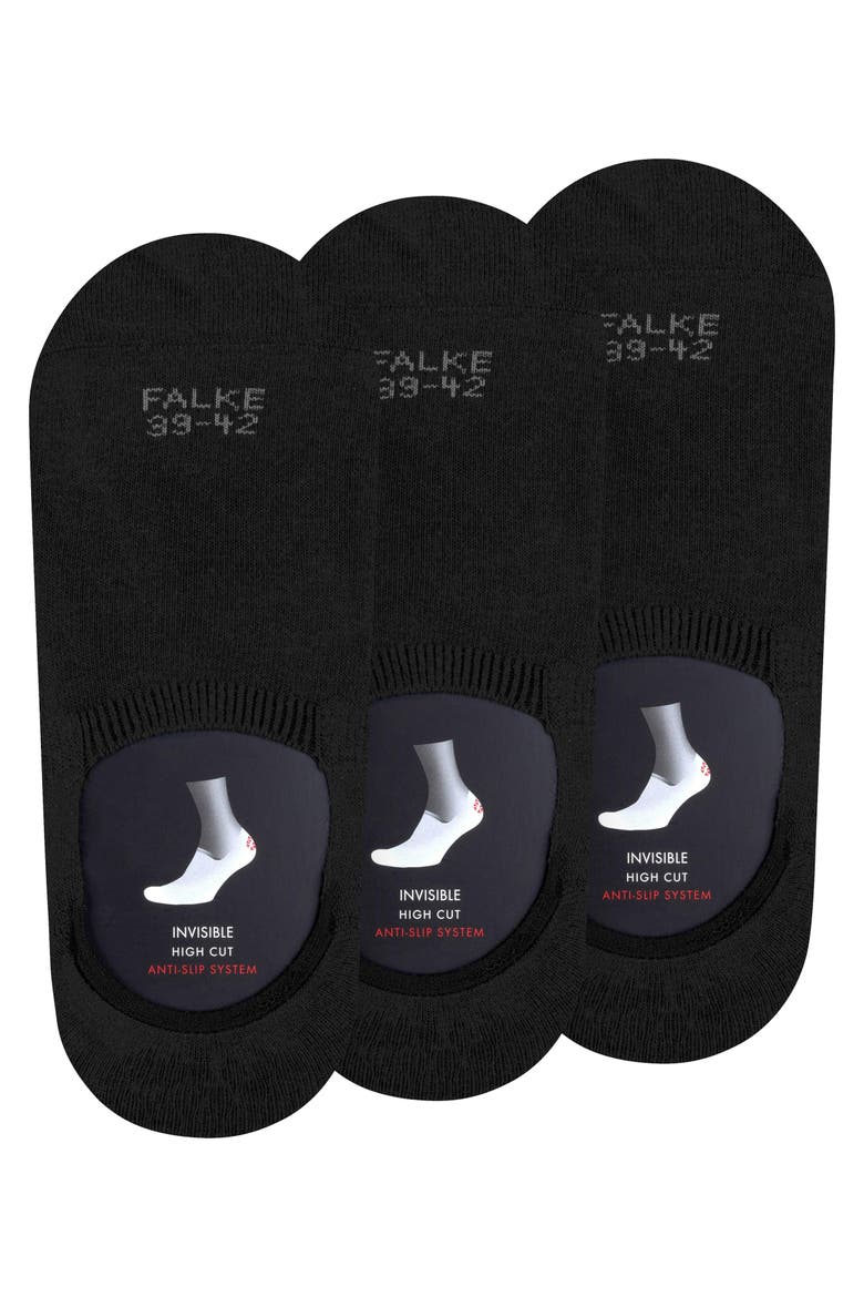 Step Cotton 3-Pack High Cut No Show Socks, Alternate, color, Black