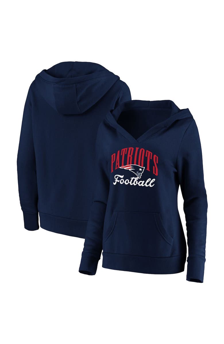 FANATICS Women's Fanatics Branded Navy New England Patriots Team Victory Script Crossover Pullover Hoodie, Main, color, 