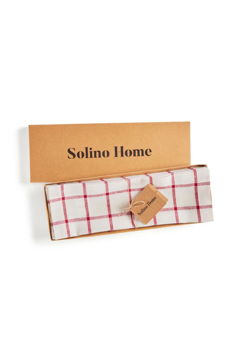 Solino Home Linen Placemats - Windowpane, 14" x 19" Inch, Alternate, color, Tofu/Red