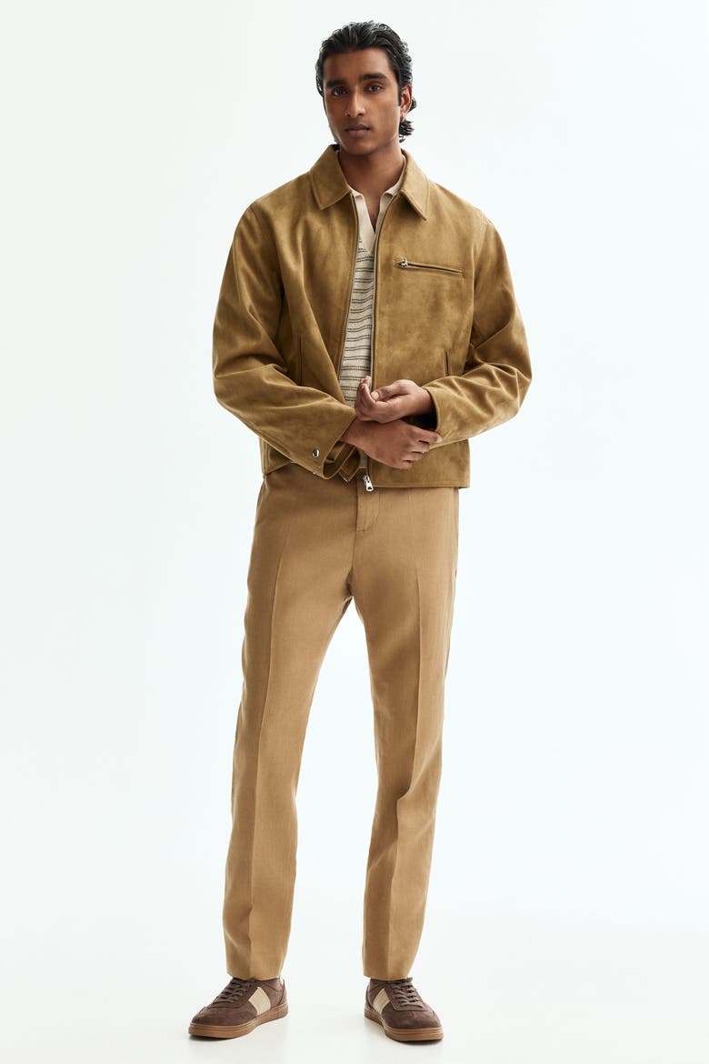 Slim-fit Linen Suit Pants, Main, color, Beige