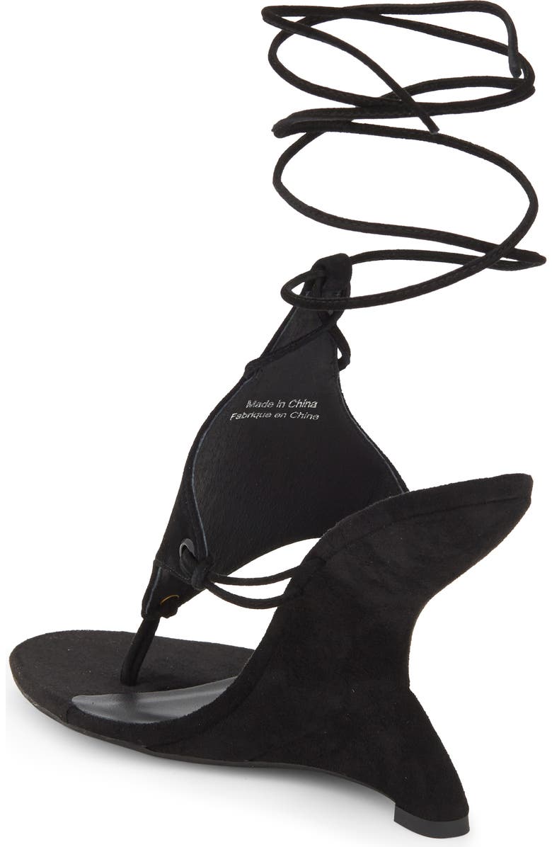 Jeffrey Campbell Pachouli Ankle Wrap Wedge Sandal, Alternate, color, Black Suede