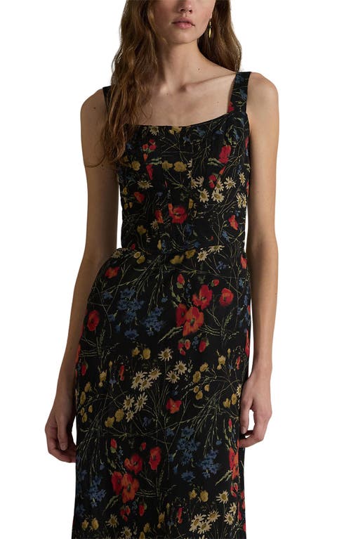 Ralph Lauren Floral Corset Maxi Dress In Midnight Garden