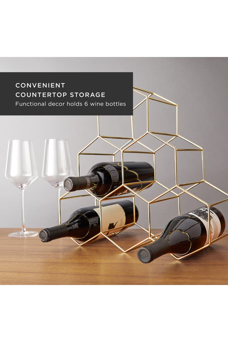 Geo Countertop 6-Bottle Wine Rack, Alternate, color, Gold