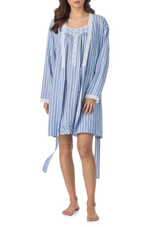 Lace Trim Short Wrap Robe