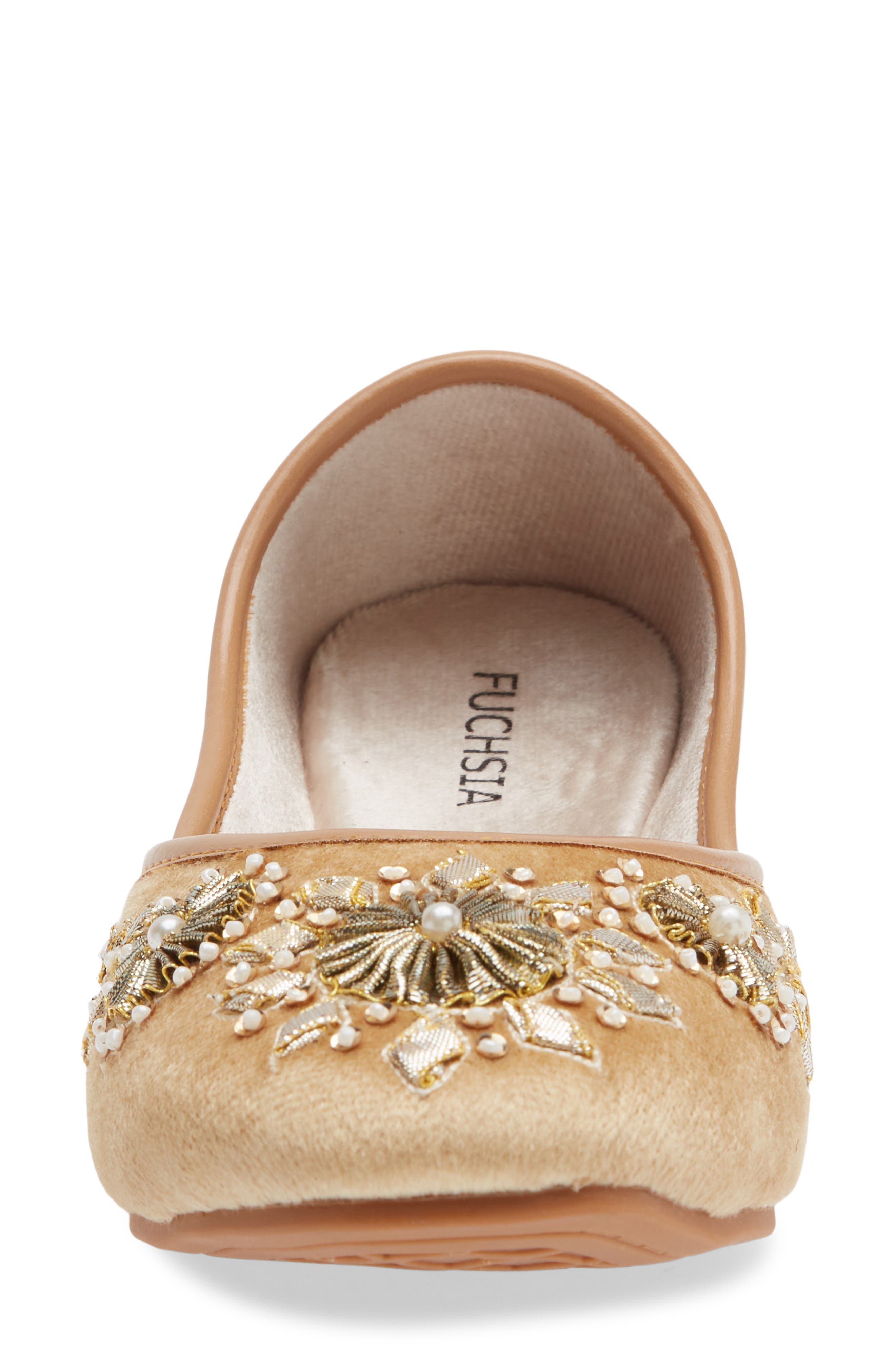 FUCHSIA Whistledown Embroidered Jutti Flat, Alternate, color, Gold