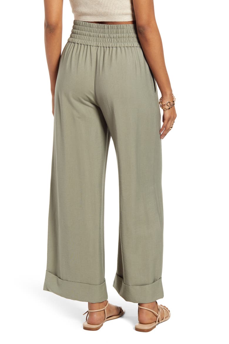 Wide Leg Pants, Alternate, color, GREEN VETIVER