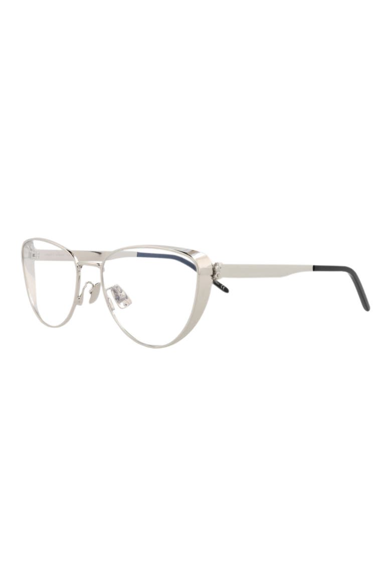 57mm Cat Eye Optical Glasses, Alternate, color, SILVER SILVER TRANSPARENT