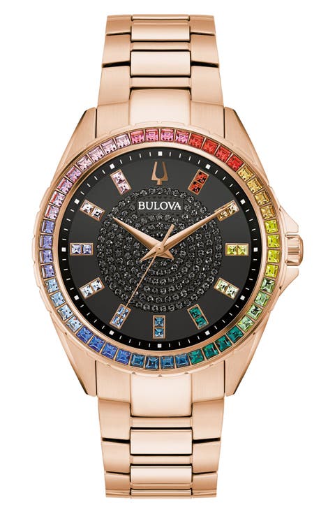 Phantom Crystal Quartz Bracelet Watch, 40mm x 12.7mm