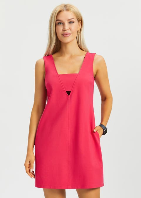 Peekaboo V Neck Shift Dress
