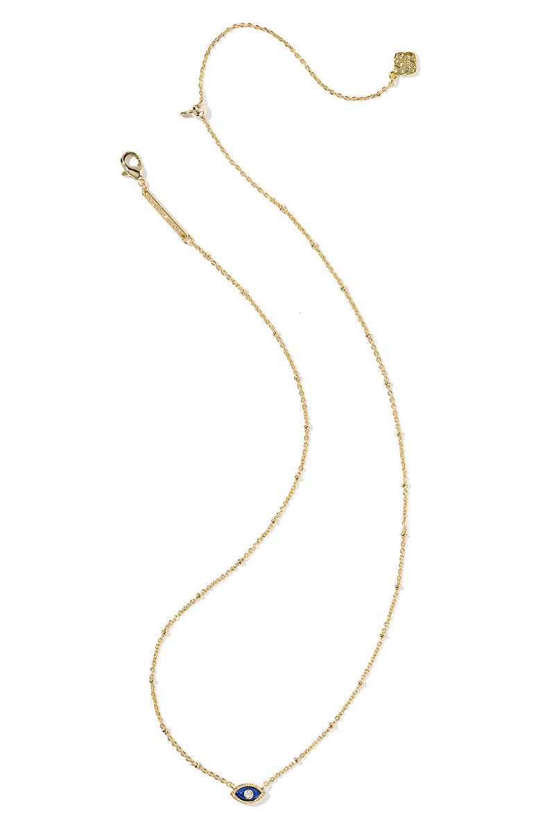 Kendra Scott Mini Evil Eye Pendant Necklace, Alternate, color, Gold Dark Blue Magnesite