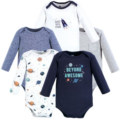 Hudson Baby Five-piece Collection Of Long-sleeve Cotton Bodysuits In Black