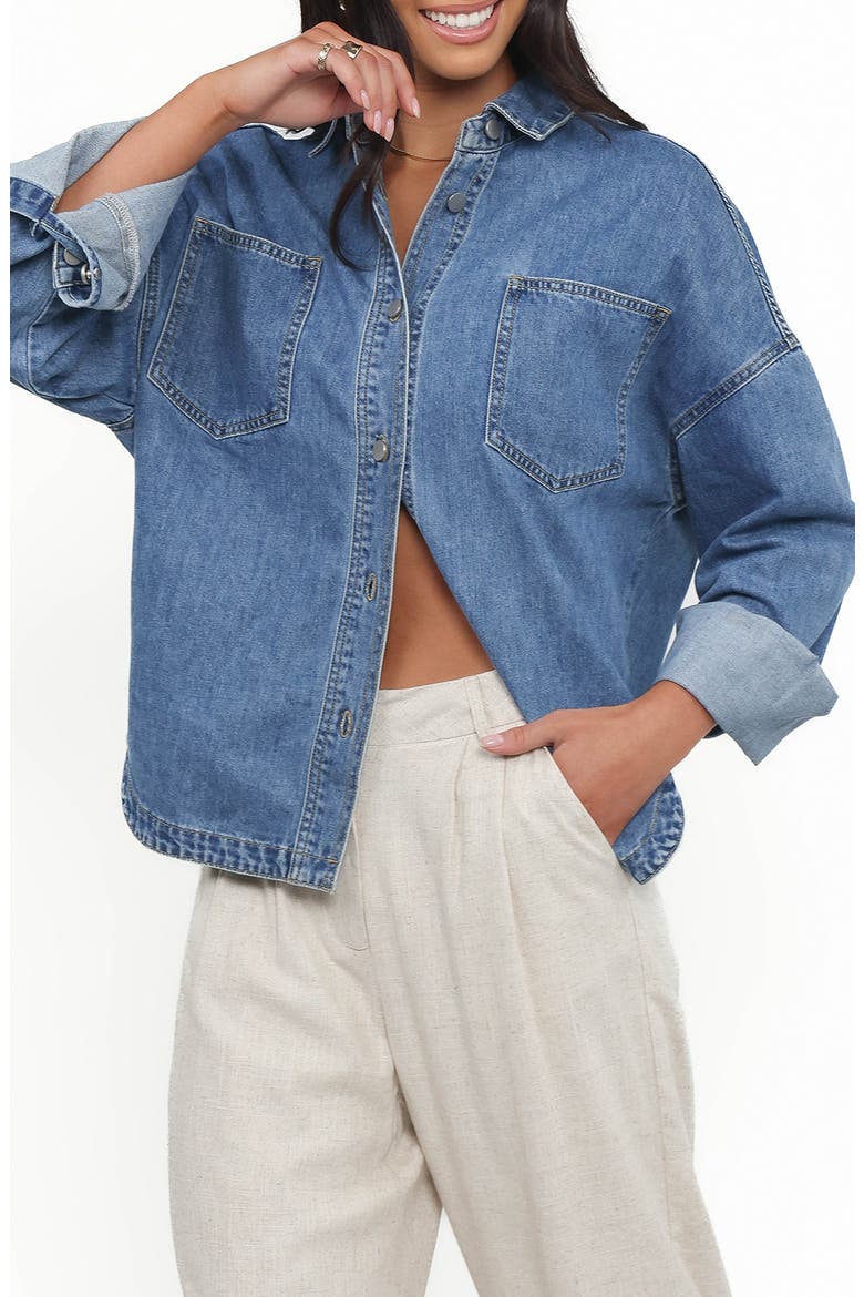 Cornelia Denim Button-Up Shirt, Alternate, color, BLUE