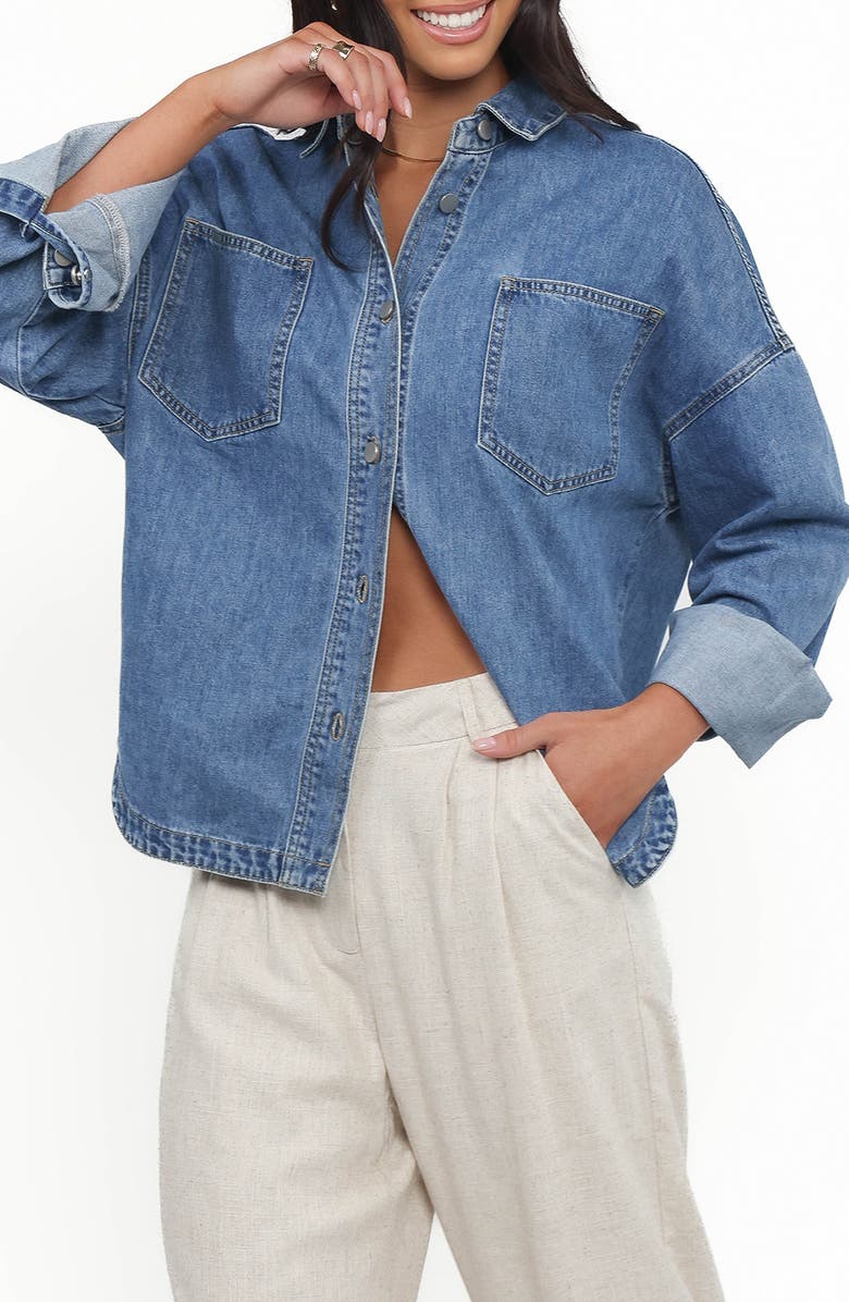 Petal & Pup Cornelia Denim Button-Up Shirt, Alternate, color, Blue