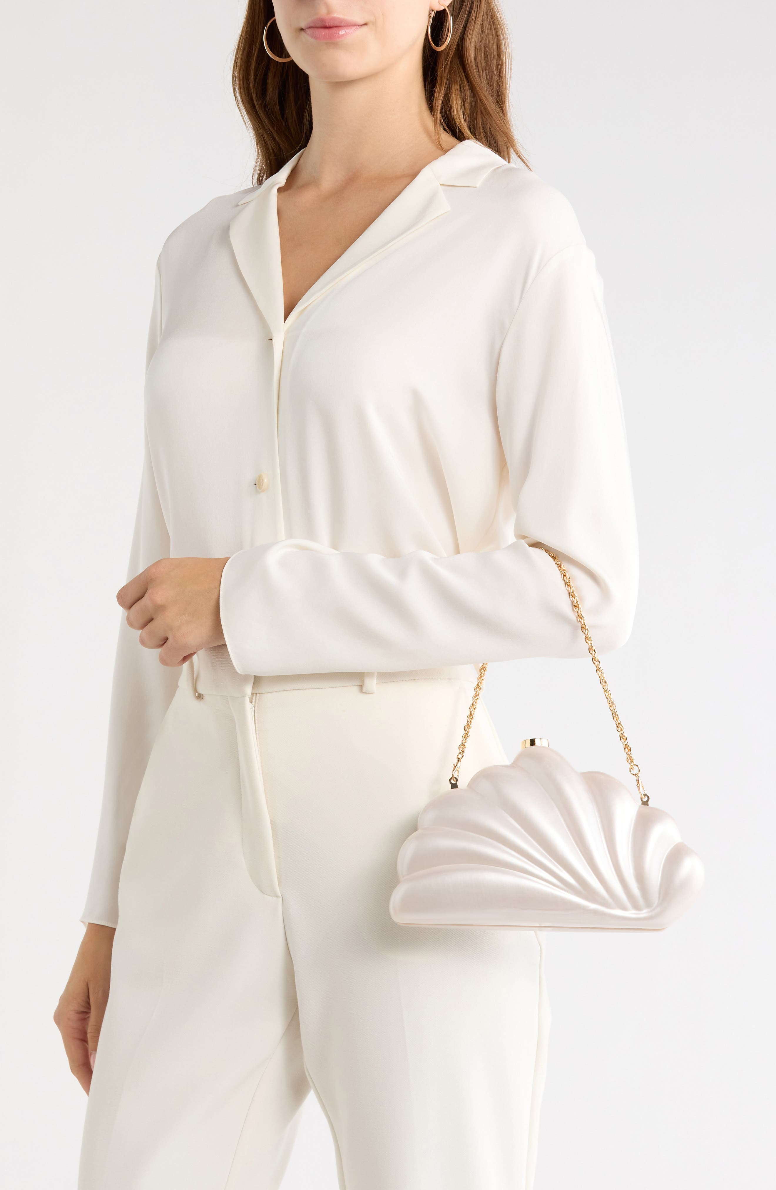 Millie Acrylic Clutch, Alternate, color, CREAM PEARL