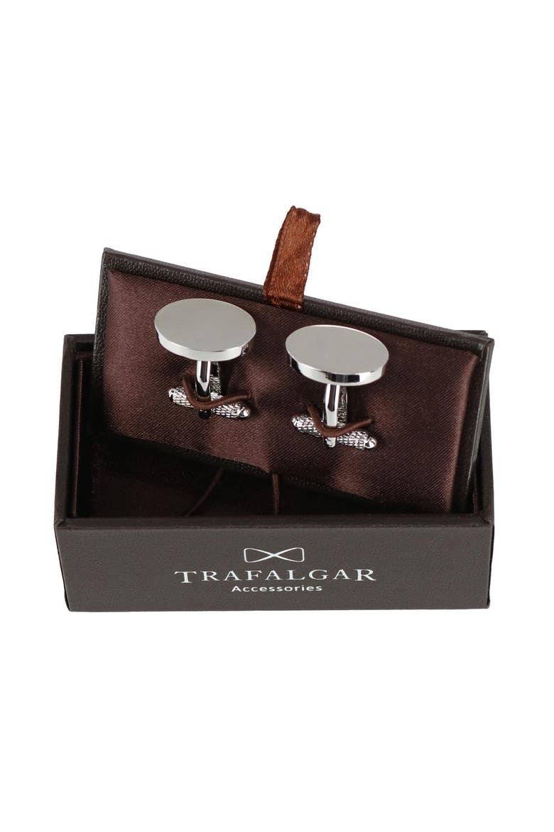 Asher Oval Brass  Cufflinks, Alternate, color, Silver
