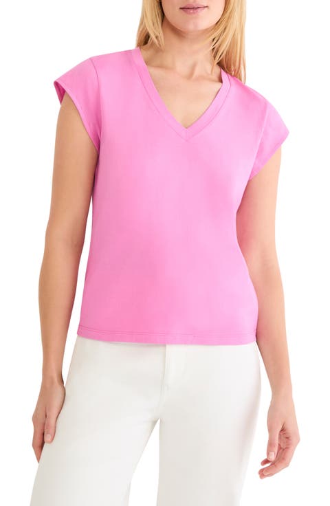 Cap Sleeve V-Neck Cotton Top