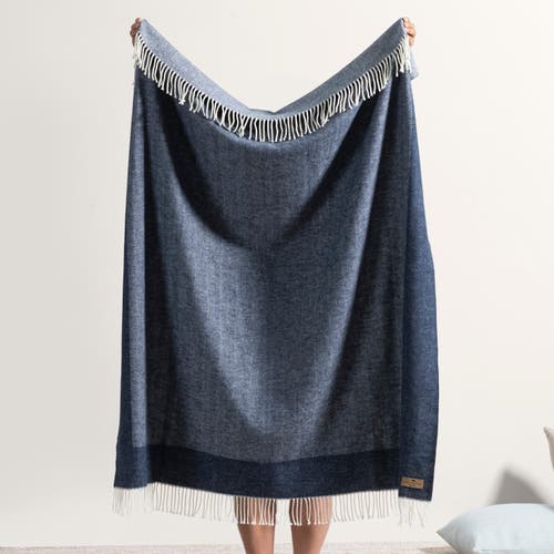 Lands Downunder Border Herringbone Throw In Navy
