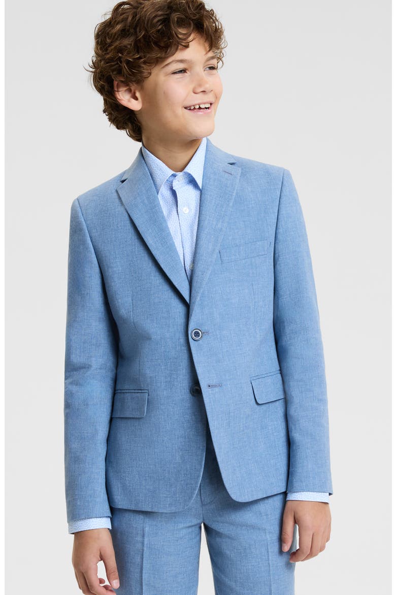 Kids' Blue Linen Blend Sport Coat, Main, color, BLUE