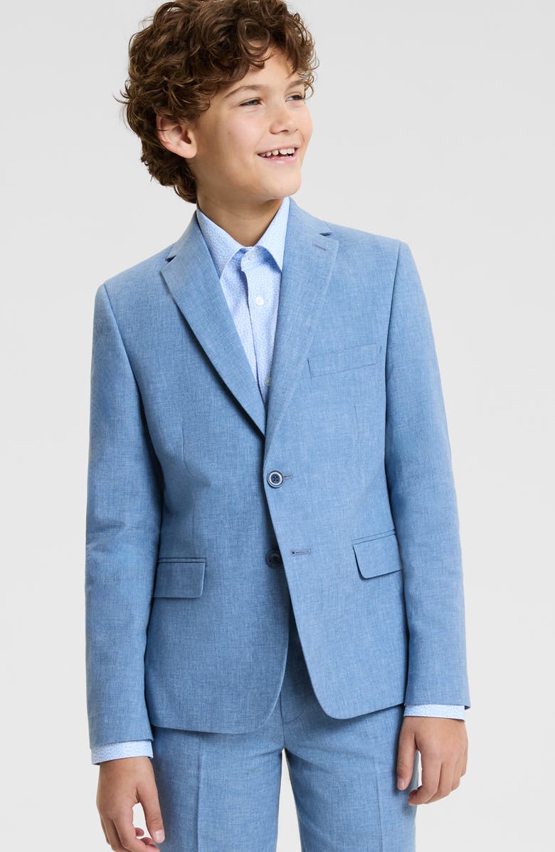 Michael Kors Kids' Blue Linen Blend Sport Coat, Main, color, Blue