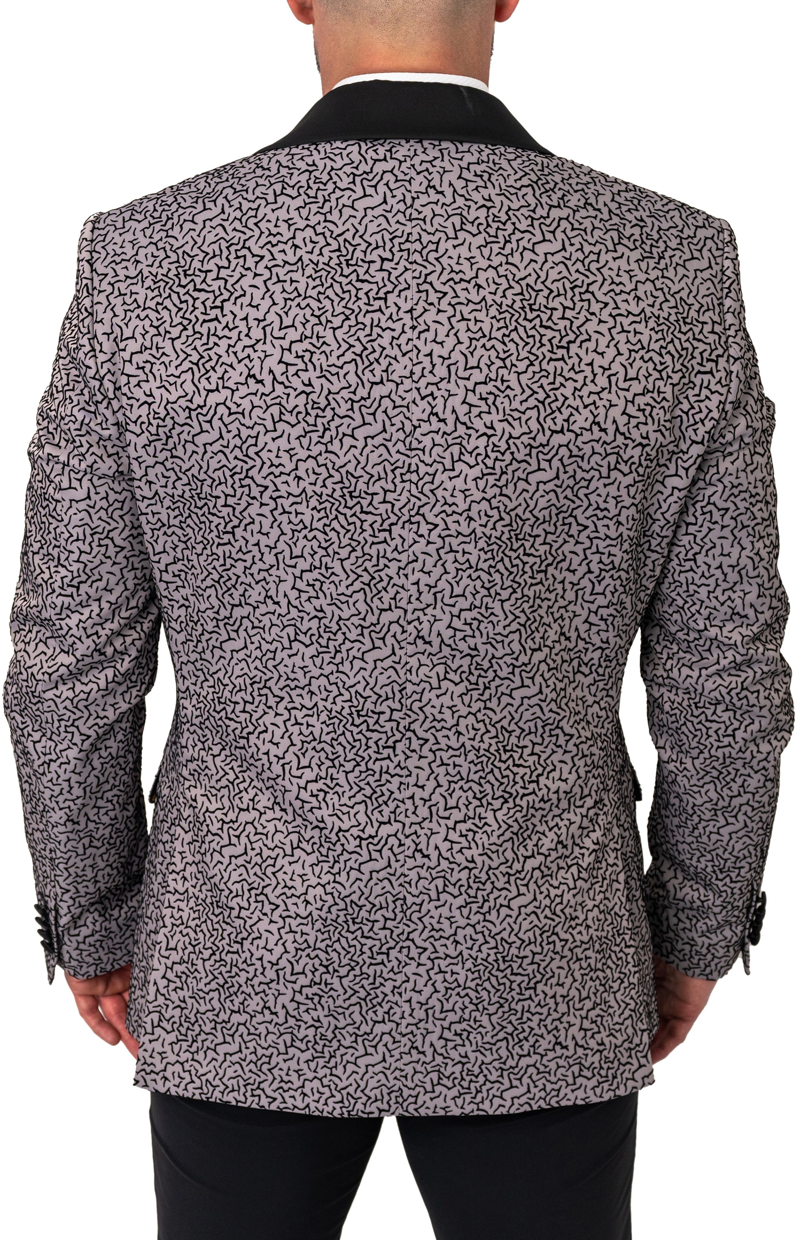 Ceremonial Grey Flocked Shawl Collar Dinner Jacket - image 2