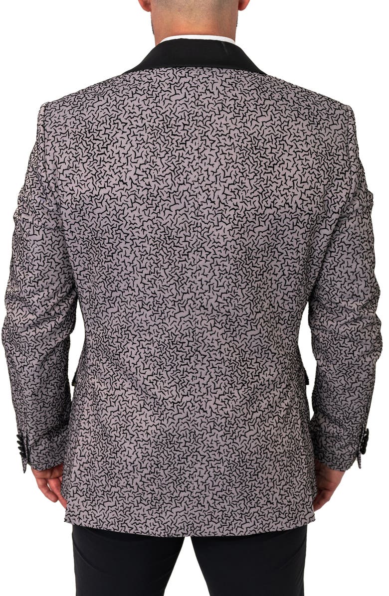 Maceoo Ceremonial Grey Flocked Shawl Collar Dinner Jacket, Alternate, color, Grey