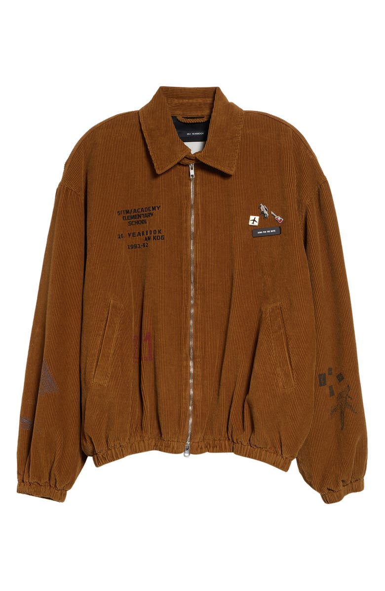 SONG FOR THE MUTE School Portrait Coach Cotton Corduroy Bomber Jacket, Main, color, Camel Fade Out