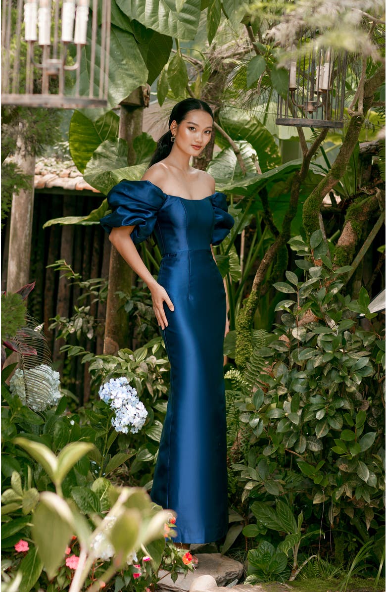 Bariano Meredith Puff Sleeves Scooped Gown, Alternate, color, 