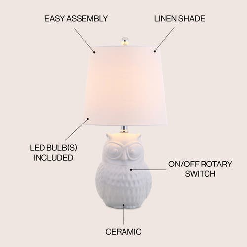 Jonathan Y Hoot Ceramic Mini Led Table Lamp In White