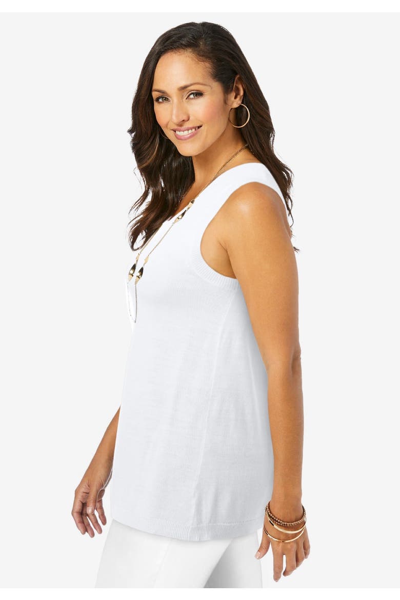 Scoop Neck Sweater Tank, Alternate, color, WHITE