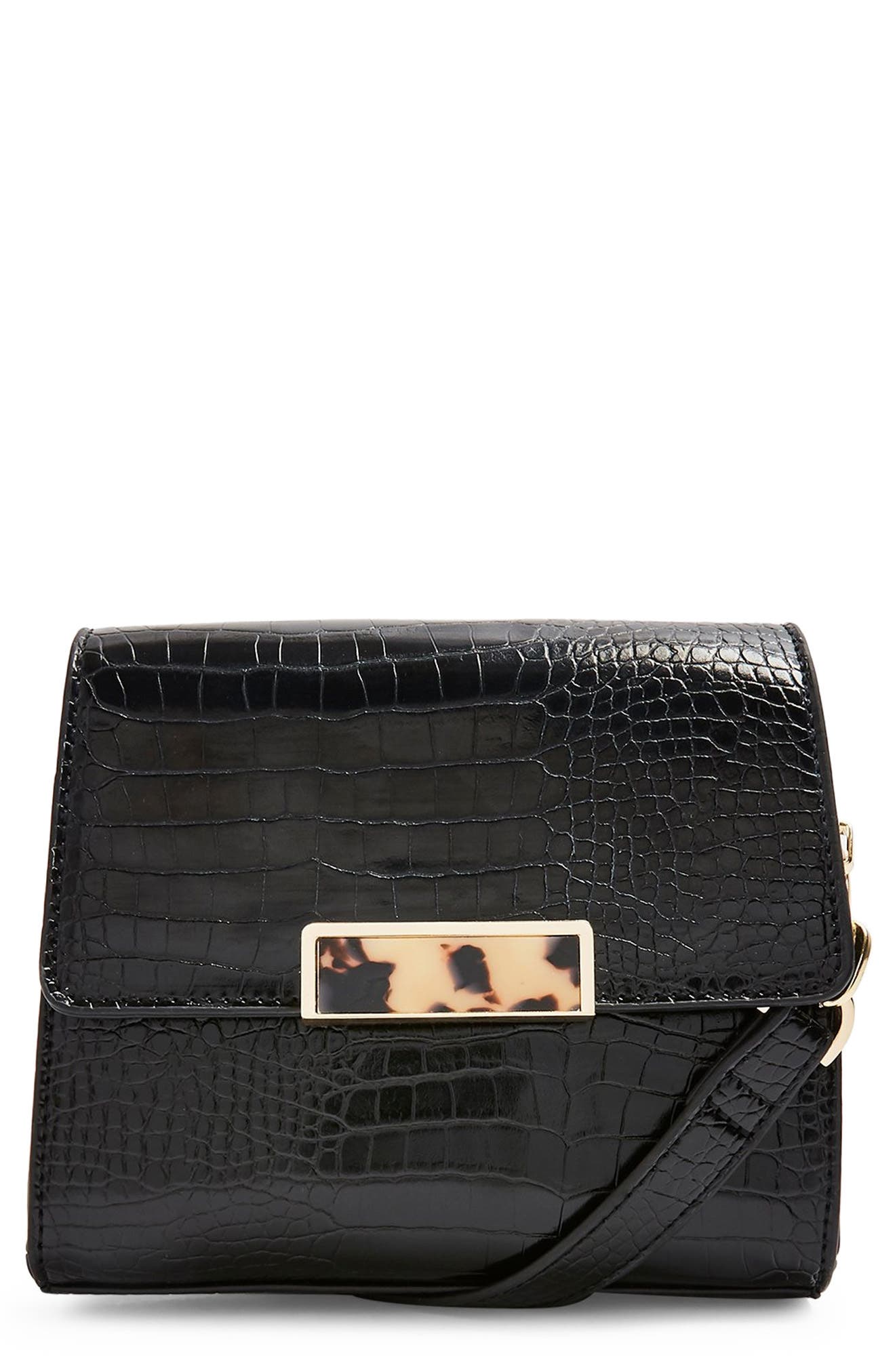 Topshop Skye Crocodile Crossbody Bag, Main, color, 