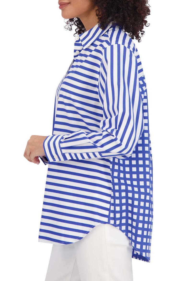 Mix Stripe Boyfriend Shirt, Alternate, color, BLUE/ WHITE