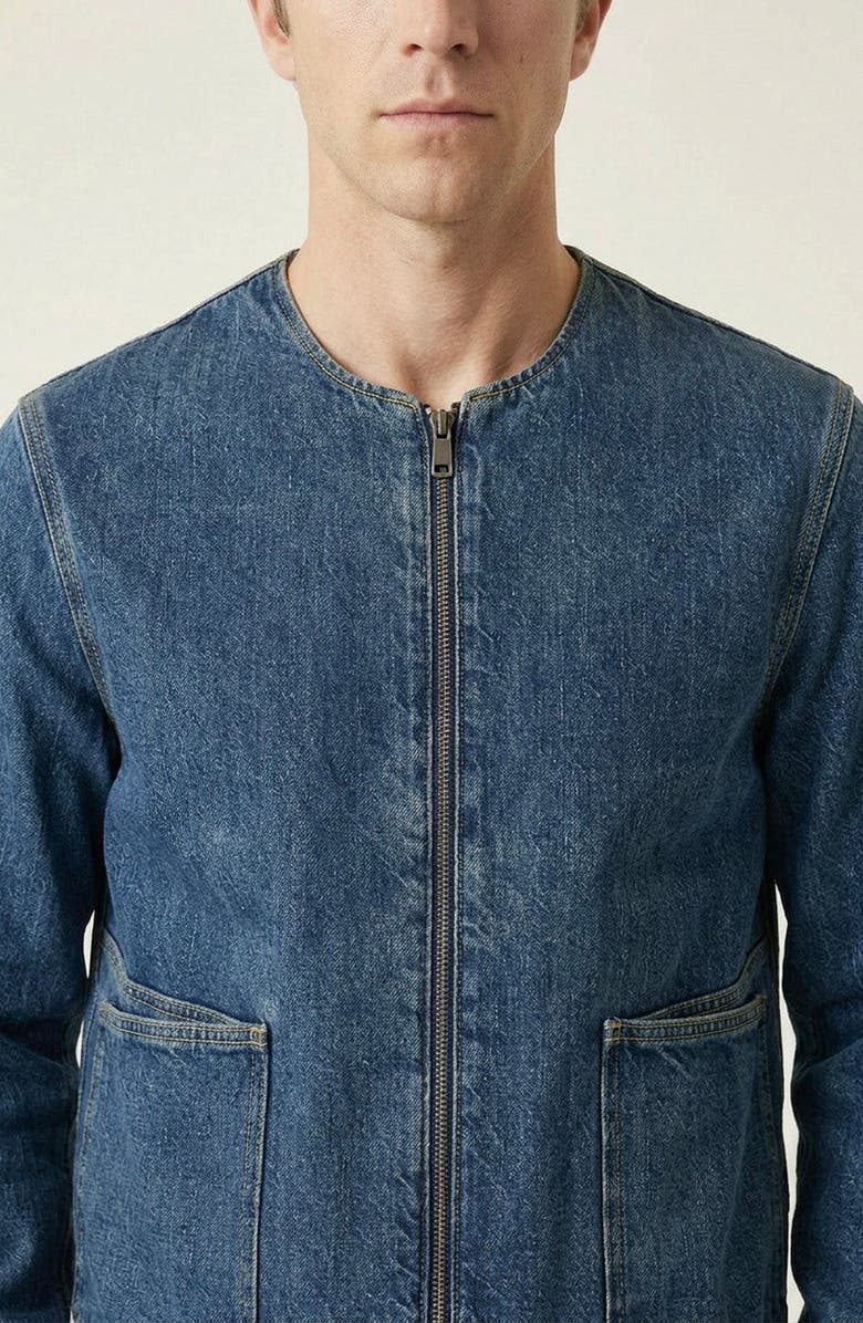 Modenaire Denim Zip Front Patch Pocket Jacket, Alternate, color, Medium Blue