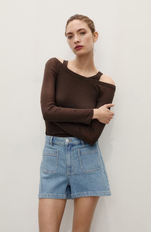 Mango Patch Pocket Denim Shorts In Blue