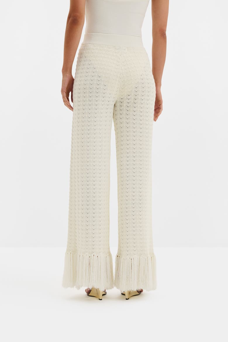 Alycia Knitted Fringe Pants, Alternate, color, White
