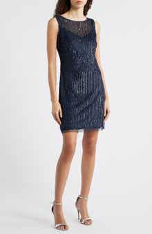Beaded Sleeveless Cocktail Dress