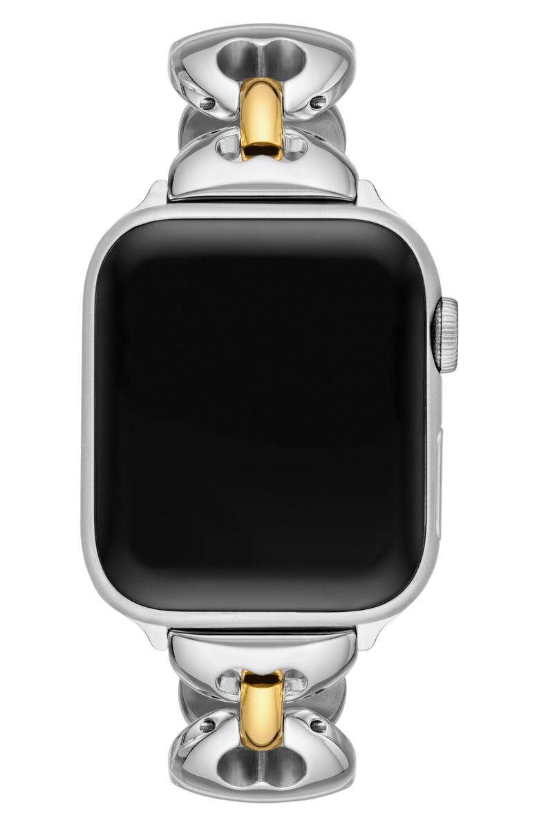 Tory Burch The Double T Link Two-Tone 18mm Apple Watch<sup>®</sup> Bracelet Watchband, Alternate, color, Two Tone