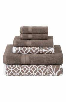 Modern Threads Trefoil Filigree Reversible Yarn-Dyed Jacquard 6-Piece Towel Set
