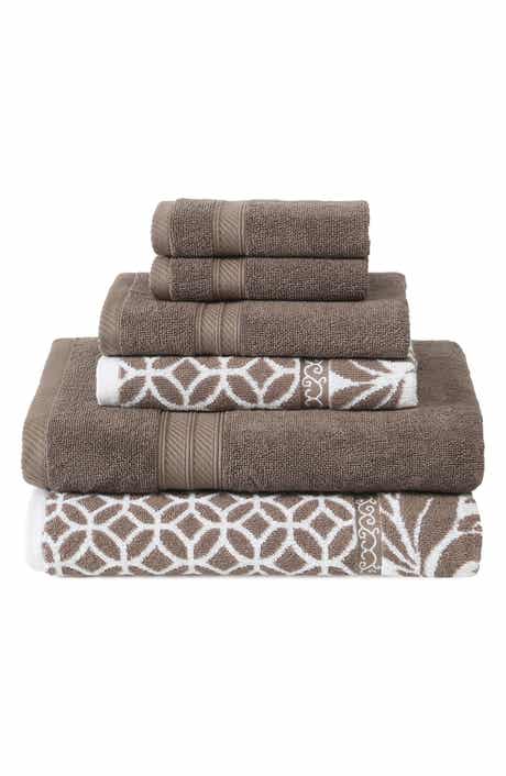 Modern Threads Trefoil Filigree Reversible Yarn-Dyed Jacquard 6-Piece Towel Set