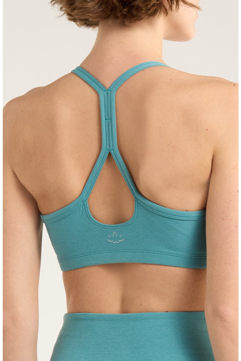 Space Dye Slim Racerback Sports Bra, Alternate, color, DEEP AQUA HEATHER
