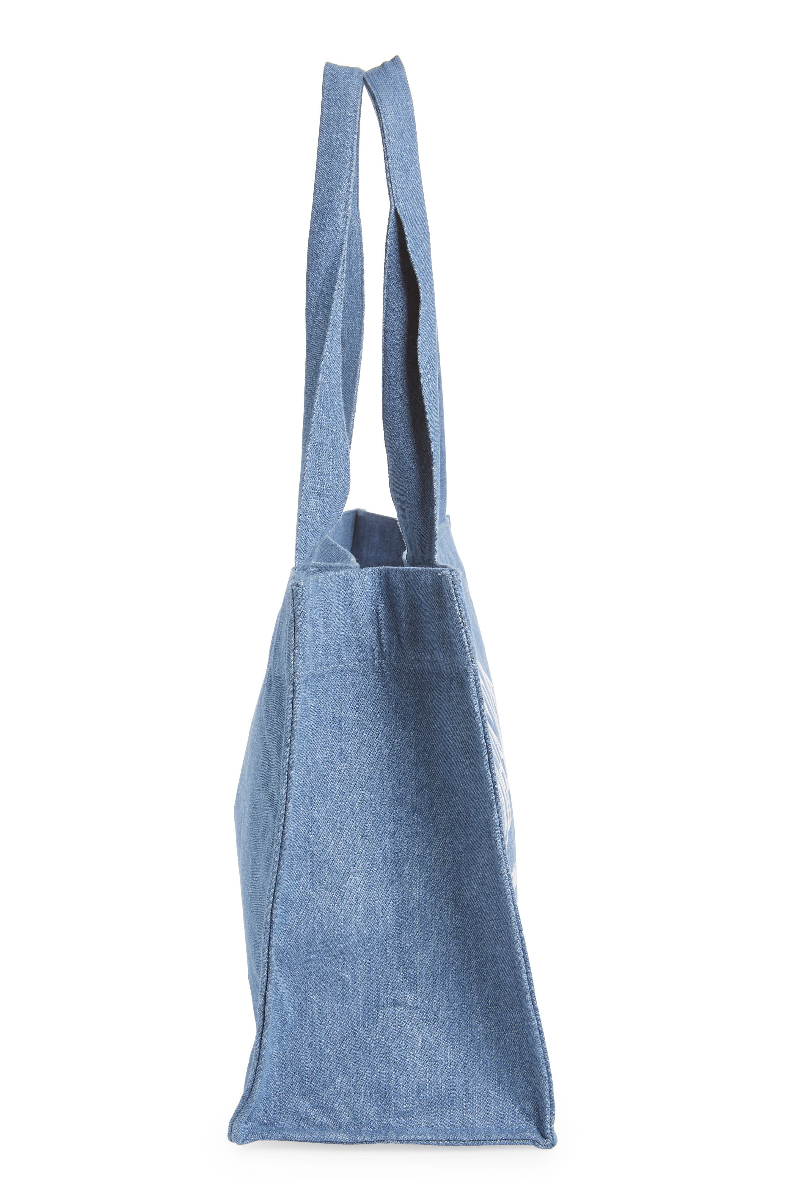 Ganni Large Easy Denim Shopper Bag, Alternate, color, 