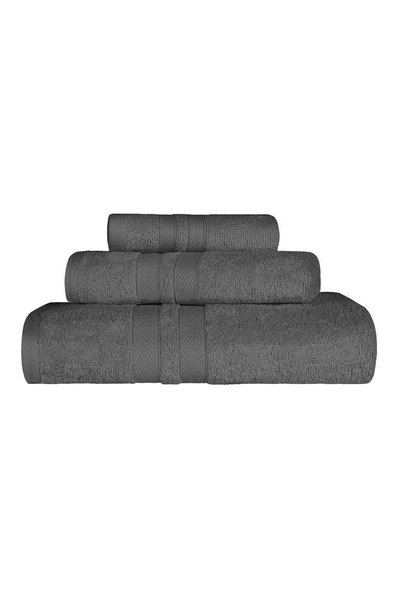 3-Piece Turkish Cotton Towel Set, Main, color, CHARCOAL