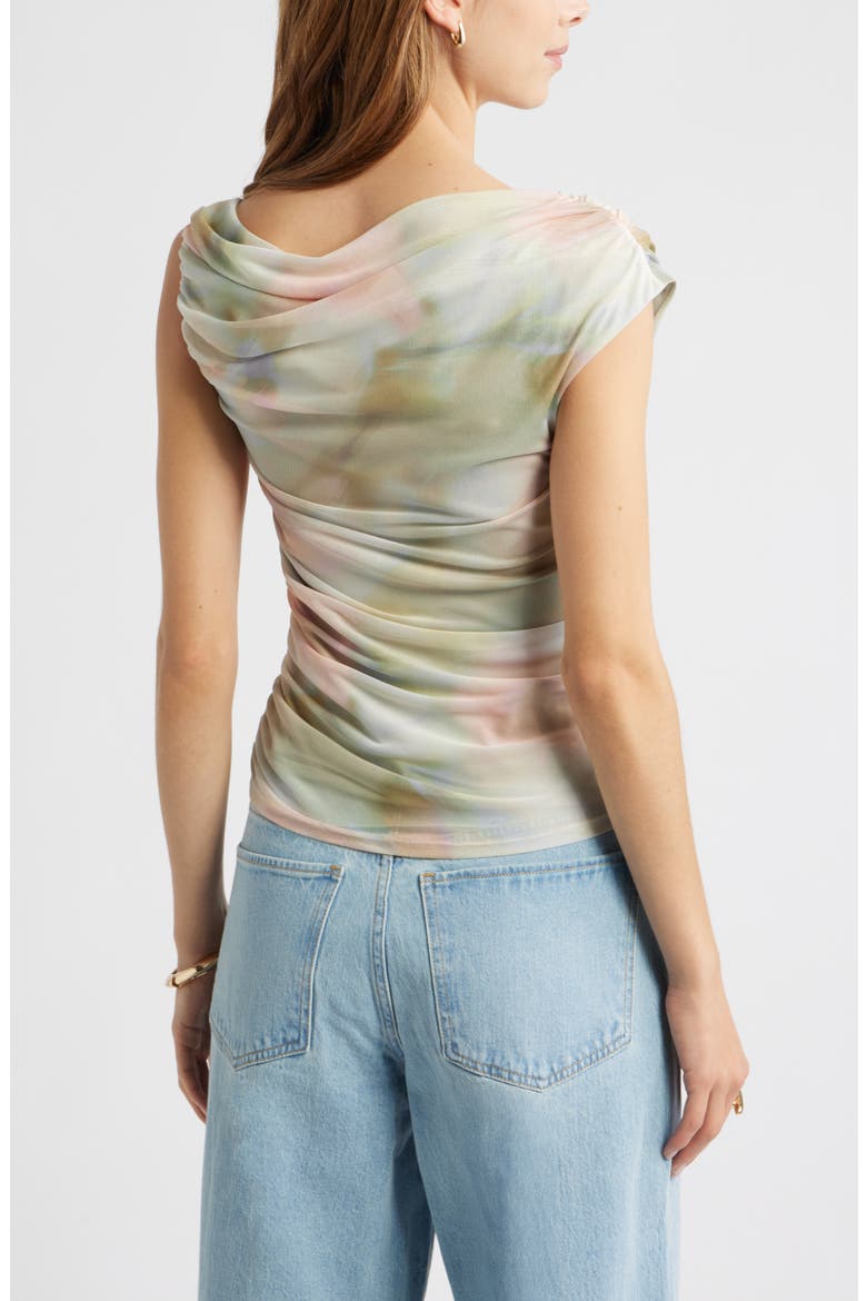 Cap Sleeve Mesh Top, Alternate, color, PINK WHISPER FLORAL