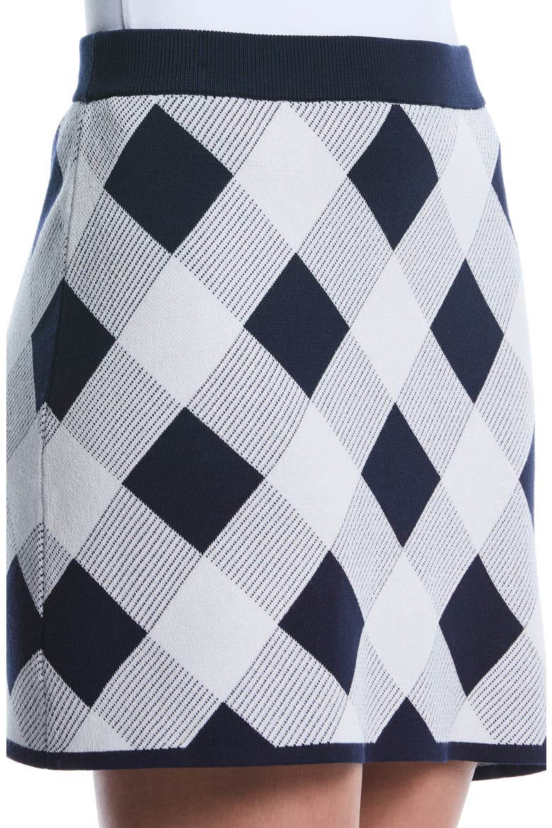 Checkered Pattern Sweater Skirt, Alternate, color, PEACOAT