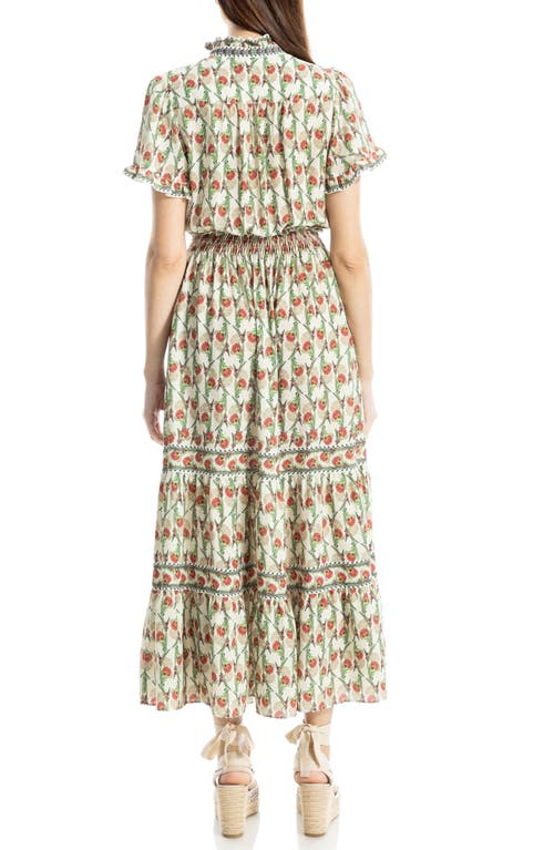 Max Studio Smocked Flutter Sleeve Maxi Dress In Multi