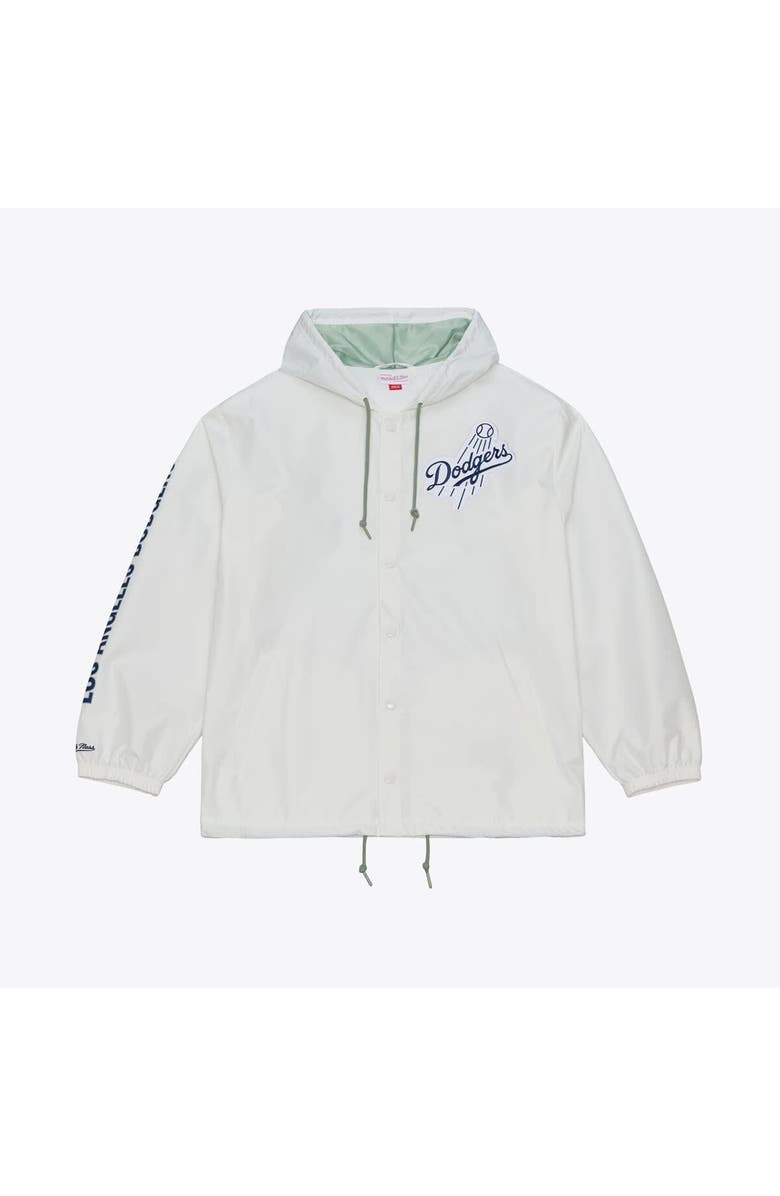 Mitchell & Ness Men's Mitchell & Ness White Los Angeles Dodgers Yacht Rock Coaches Full-Snap Hooded Windbreaker Jacket, Main, color, White