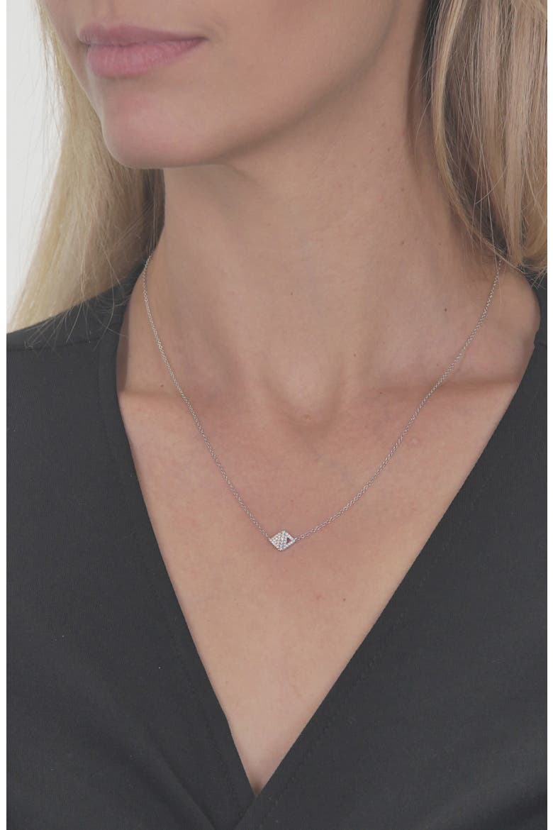 Diamond Pavé Triangle Pendant Necklace (Nordstrom Exclusive), Alternate, color, WHITE GOLD/ YELLOW GOLD