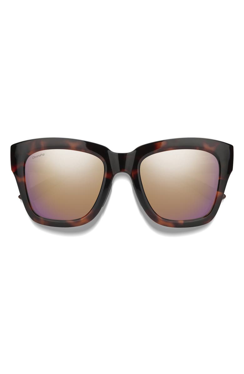 Smith Sway 52mm ChromaPop<sup>™</sup> Polarized Square Sunglasses, Main, color, Tortoise / Rose Gold Mirror