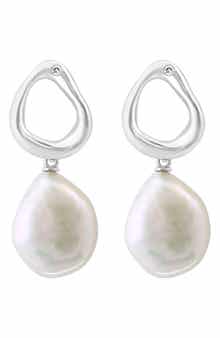 Diamond & Freshwater Pearl Drop Earrings