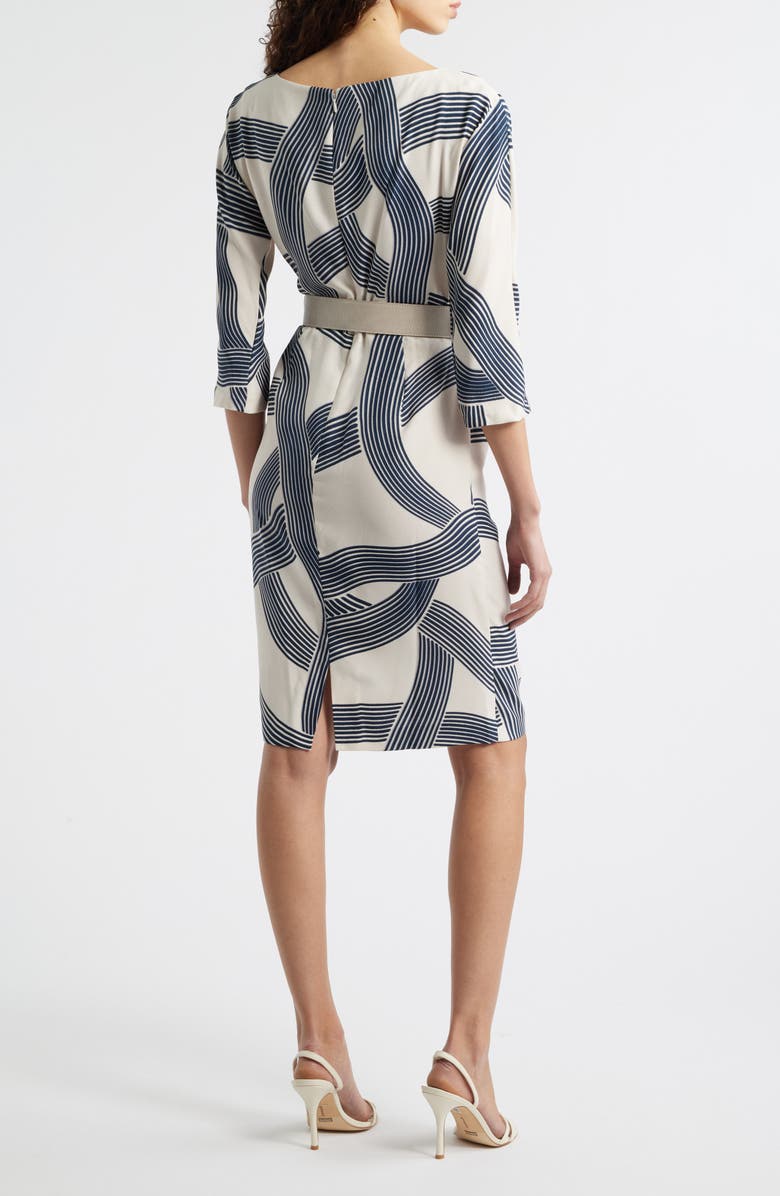Donna Karan New York Swirl Print Belted Dress, Alternate, color, Vellum/ Nightfall