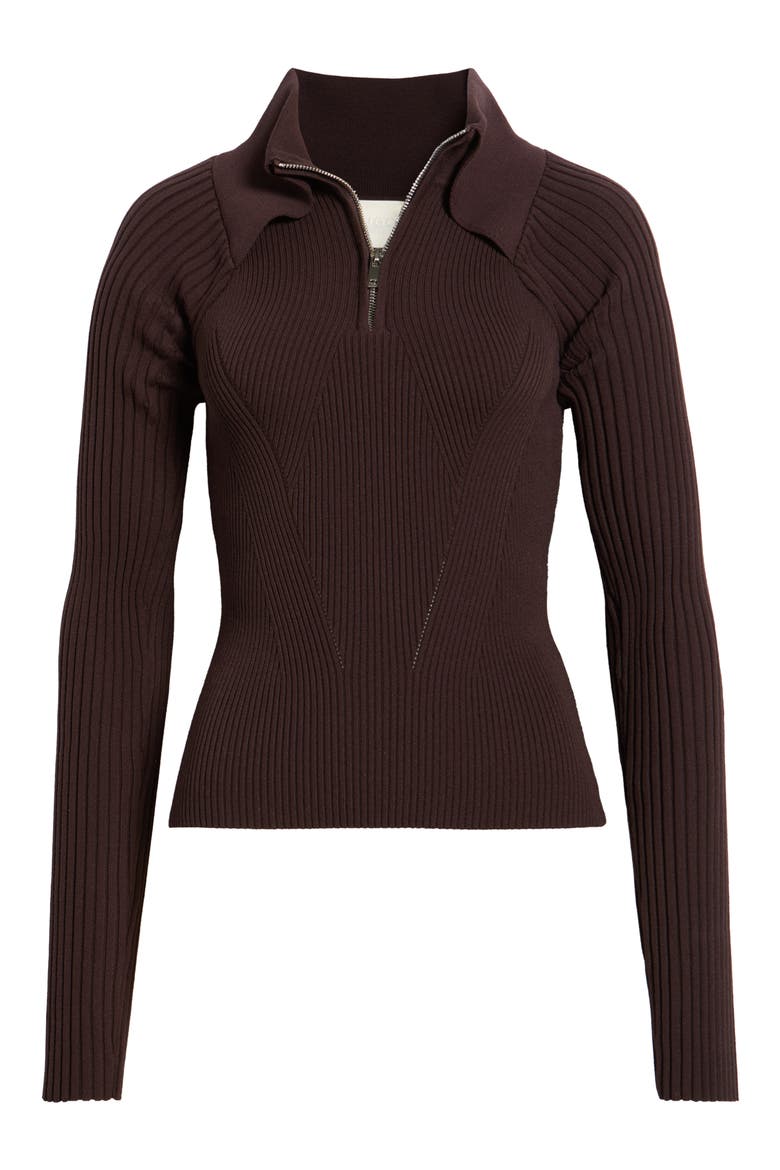 Seliot Rib Polo Sweater, Alternate, color, OPEN BROWN